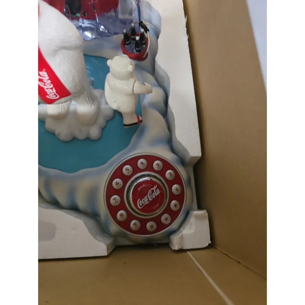 VTG Coca-Cola Animated Polar Bear Landline Phone - Coke Skating Bears